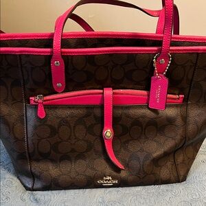 Coach Brown and Pink Tote Bag